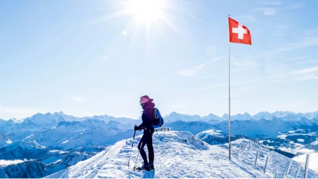 Skier in the Swiss Alps
