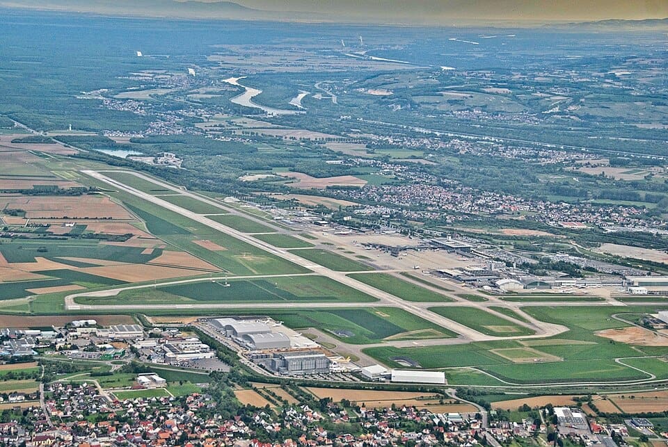 Aerial view of EuroAirport Basel Mulhouse Freiburg