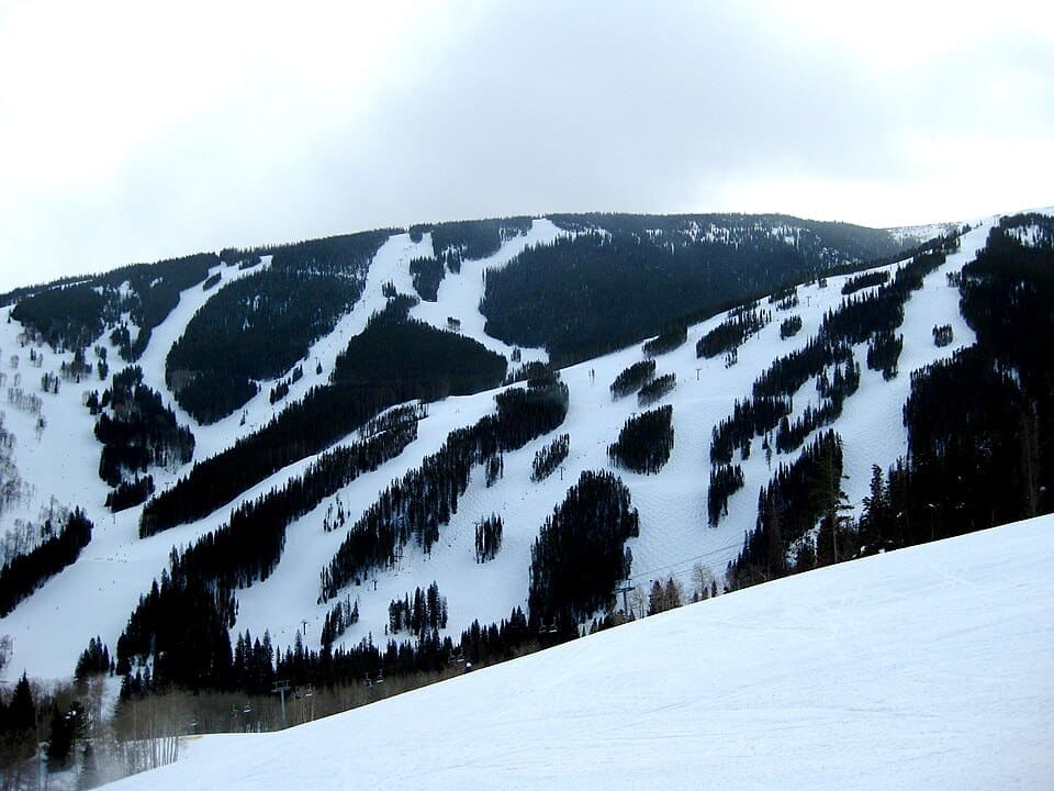 Skier racing on the Birds of Prey downhill course at Beaver Creek