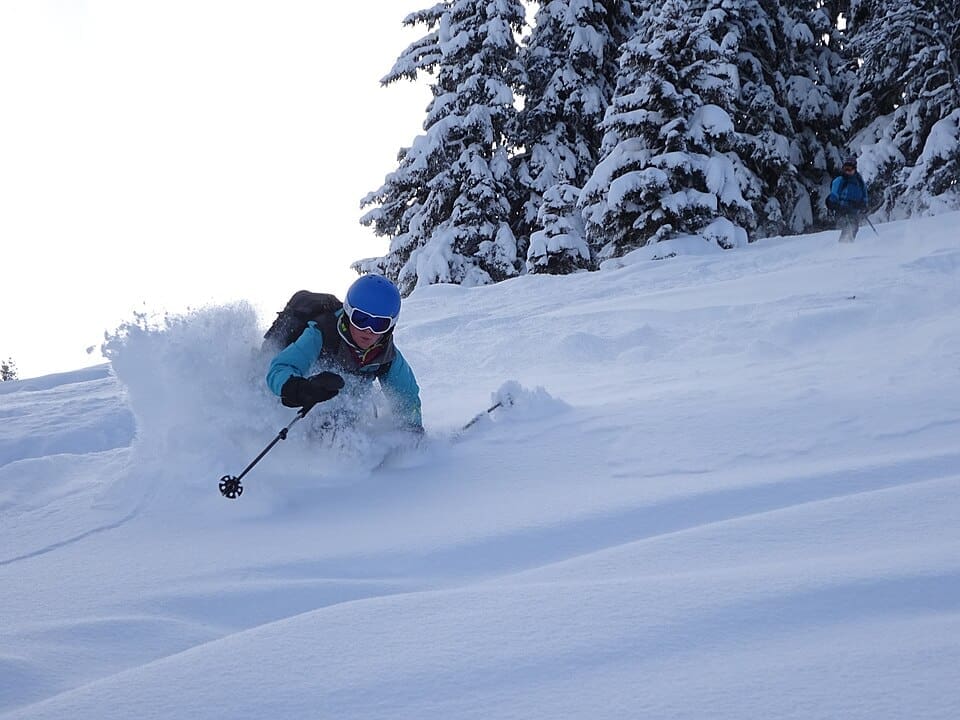 Powder skiing in the Chamonix valley