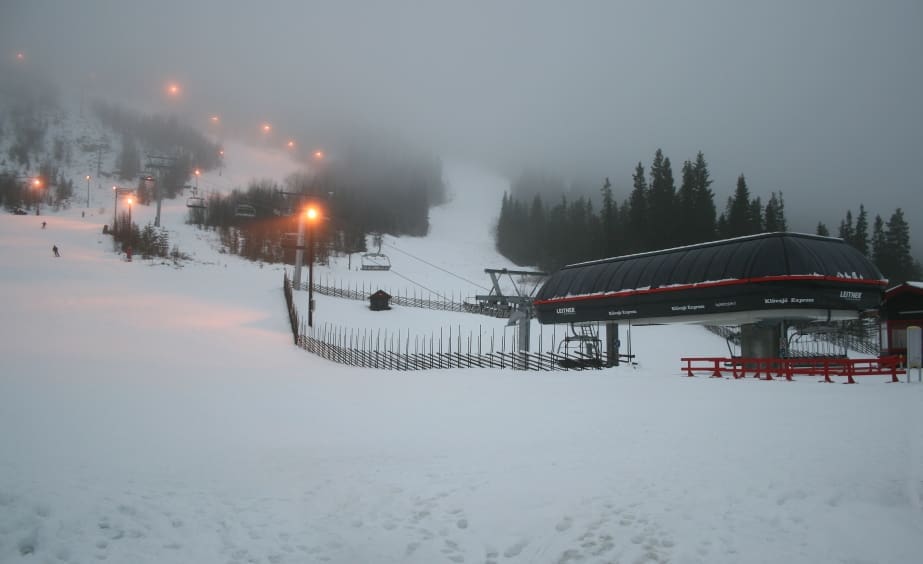 A 6-seat chairlift operating in a Swedish ski resort