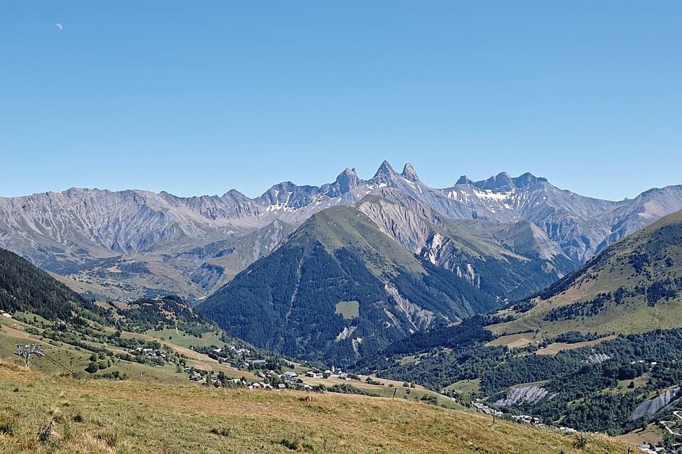 Saint Jean d'Arves and the Aiguilles d'Arves in summer