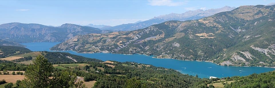 Lake of Serre-Ponçon viewed from the surrounding mountains