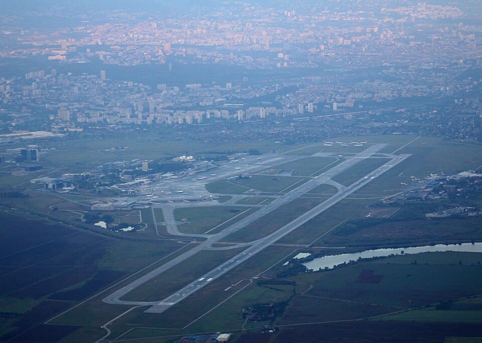 Sofia Airport right after takeoff.