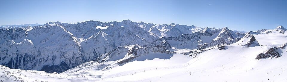 Sölden Tiefenbach glacier ski area with Ötztal Alps panorama