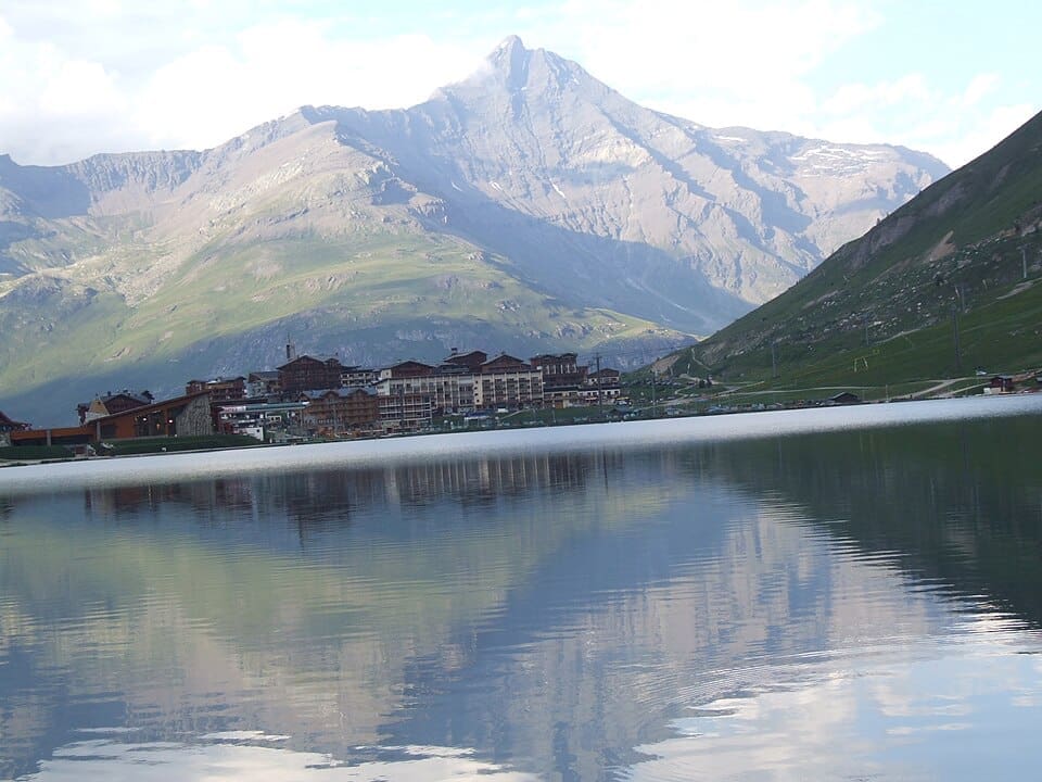 View of Tignes and the surrounding mountains