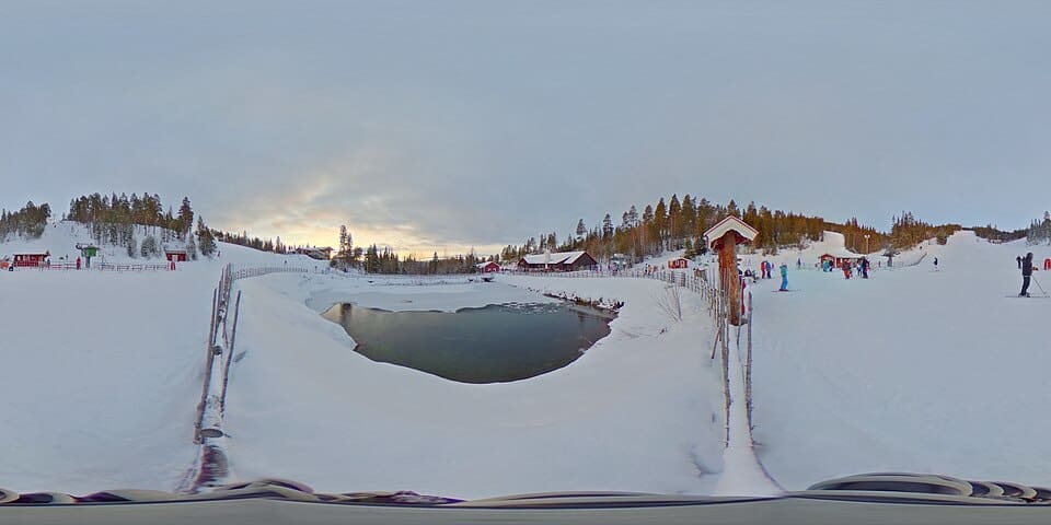 A winter view of Björnrike ski area in Vemdalen, Sweden